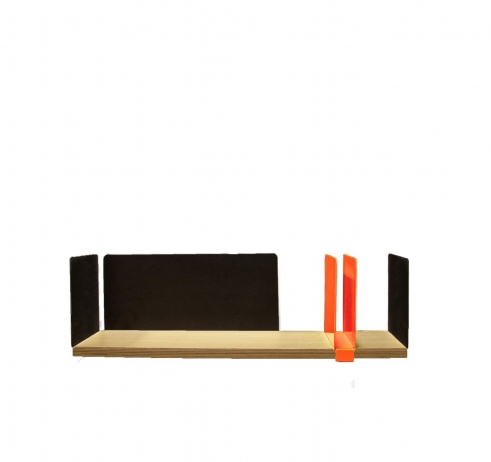 portable atelier shelf with fluorescent orange sliding element - фото